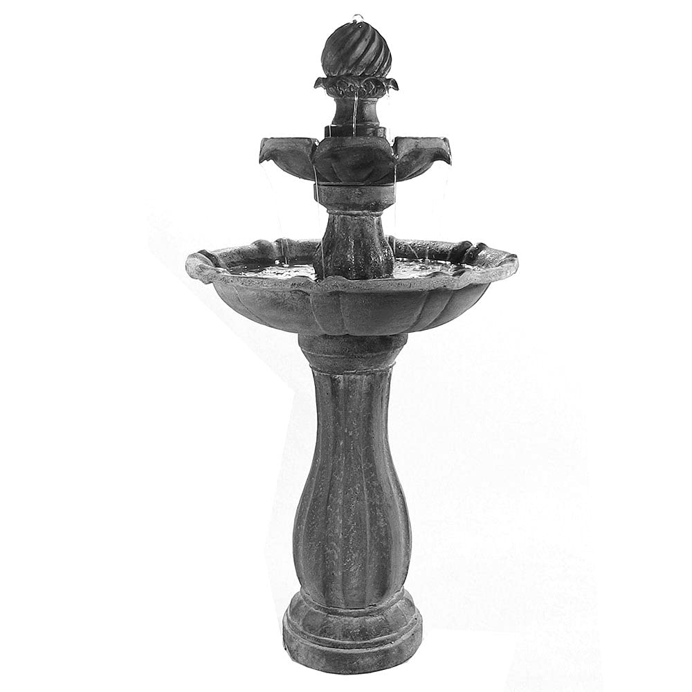 45-Inch 2-Tier Arcade Outdoor Solar Water Fountain - Outdoor Water Feature with LED Light