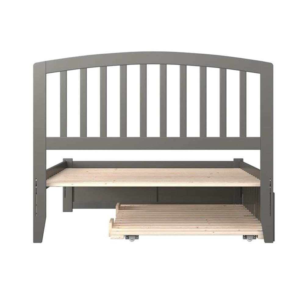 Solid Wood Full Platform Bed of with Twin Trundle in Gray
