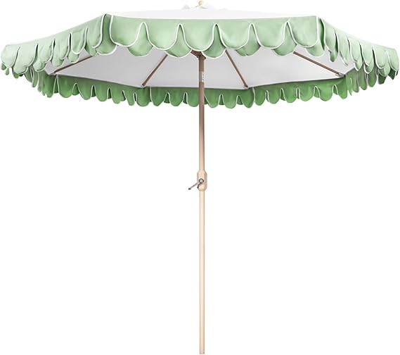 9Ft Elegant Valance Patio Umbrella, Outdoor Umbrellas for Patio with Tilt and Crank Systerm