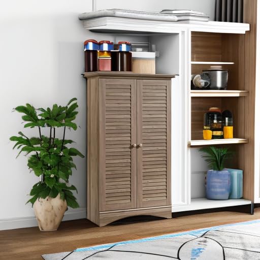 Harbor View Storage Pantry Cabinet, L: 35.43" x W: 16.73" x H: 61.02"