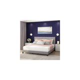 Maykoosh Contemporary Cool Button Tufted Bed Frame in Linen with 12 Piece Slat Style, King Size for A Stylish and Comfortable Bedroom Retreat