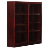 Traditional 48" Tall 8-Shelf Double Wide Wood Bookcase in Cherry