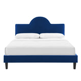Performance Velvet King Bed in Navy Platform