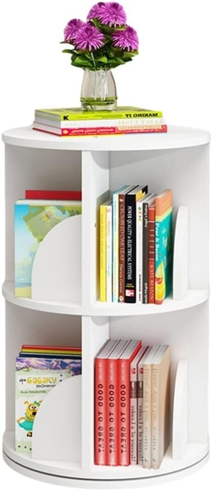 JOZZY Bookshelf,MDF Rotating Kids Floor Standing Book Height Adjustable in Reading Assemble The
