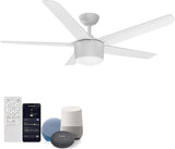 52 Inch Smart Ceiling Fan, DC Reversible Motor Noiseless Timing 3CCT Dimmable, Black