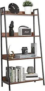 Bookshelf 4-Tier, 23.5inch Ladder Shelf, Industrial Bookcases, Etagere Utility Organizer