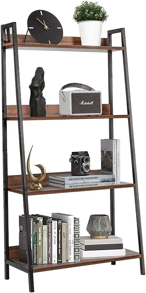 Bookshelf 4-Tier, 23.5inch Ladder Shelf, Industrial Bookcases, Etagere Utility Organizer