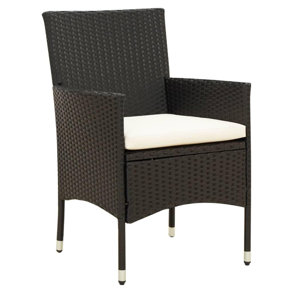 and Durable 7 Piece Patio Dining Set with Cushions, Black Rattan and Powder-Coated