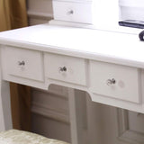 Light Bulb Single Mirror 5 Drawer Dressing Table White，Vanity Table with Mirrors,Makeup