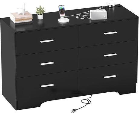 Dresser for Bedroom White Dresser with Power Outlets Wood 4 Drawer Dresser