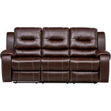 Faux-Leather Double Reclining 3-Seater Sofa, HUM001SF-BR, 40.000