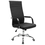 Ribbed Office Chair High Back PU Leather Executive Conference Chair