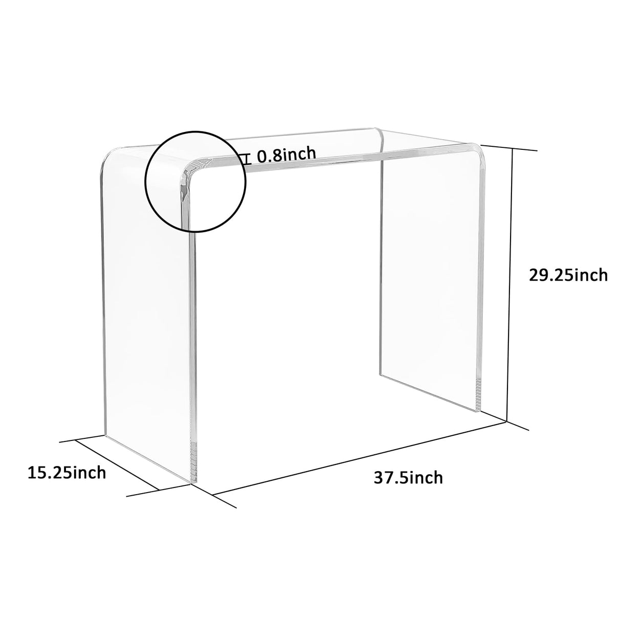 Acrylic Console Table, 37.5” D x 15.25” W x 29.25” H Modern Entryway Table for Hallway