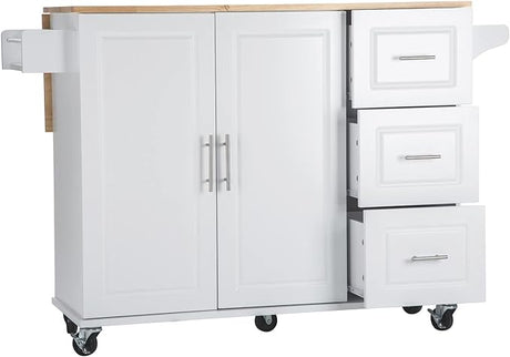 Large Kitchen Island with Storage, Kitchen Cart on Wheels with 2 Large Drawers