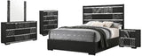 Alexandria Glam Wood 5-Piece Bedroom Set with Embedded LED Light, USB Charger