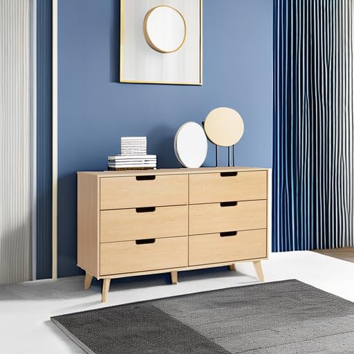 Modern 6-Drawer Dresser Bedroom Storage Organizer, 52 Inch, Riviera