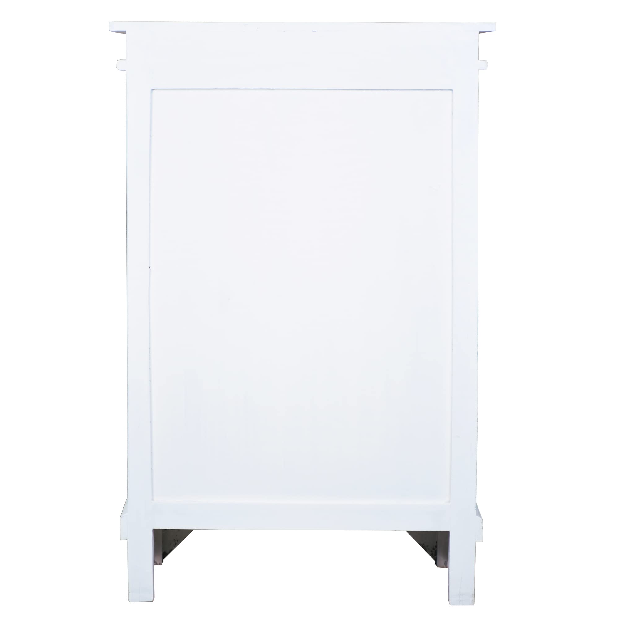 Solid Wood Carved Accent Distressed White