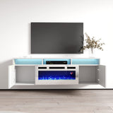 Giza WH-EF Floating Fireplace TV Stand for TVs up to 70", Modern High Gloss