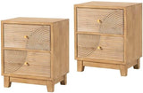 2-Drawer Farmhouse Nightstand, Mid Century Nightstand Set of 2 Fully Assembled