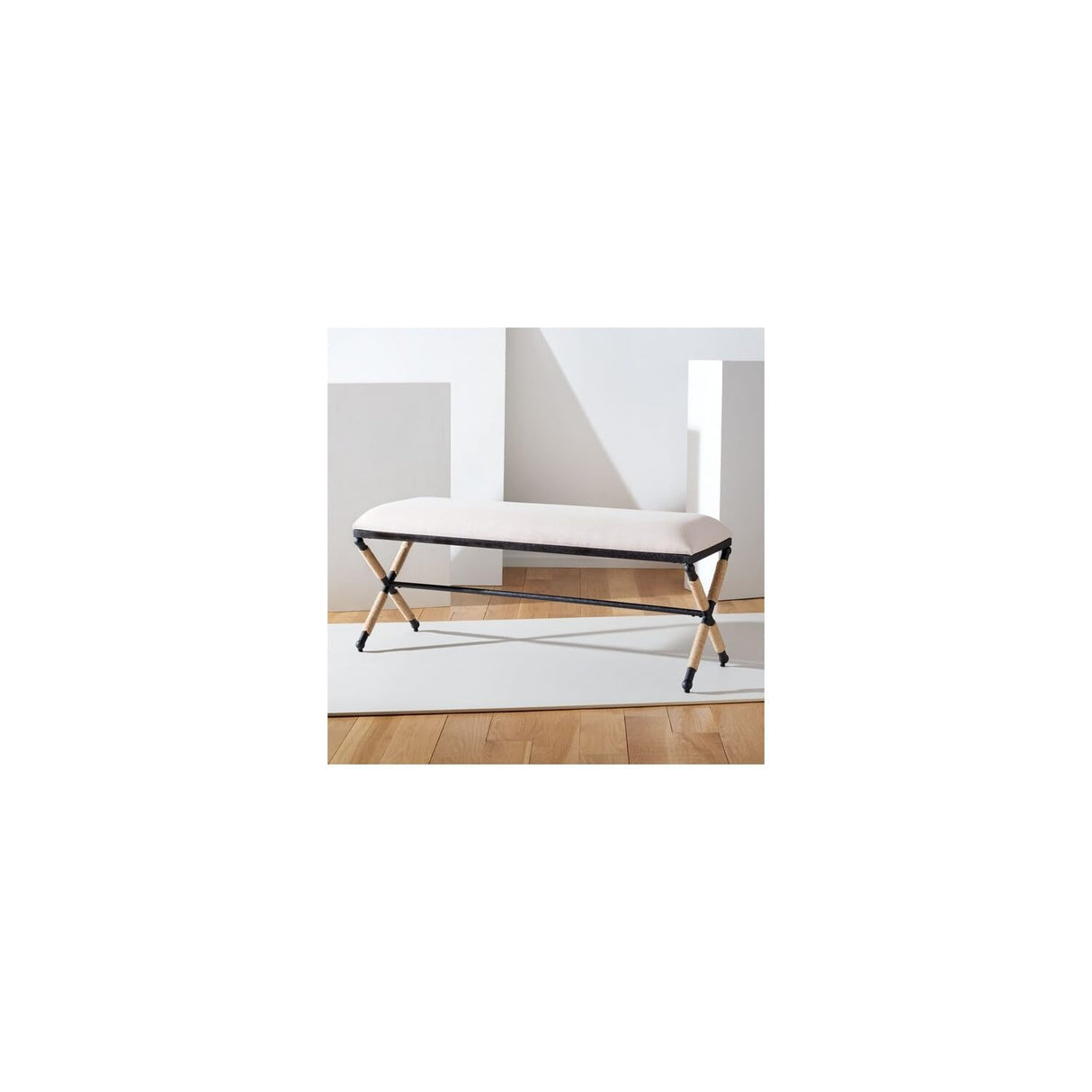 Couture Collection Carmelo Coastal Linen Hemp Wrapped Bench