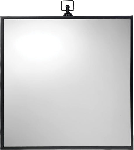 Benjara Wall Mirror with Sleek Metal Frame and Loop Hook, Black