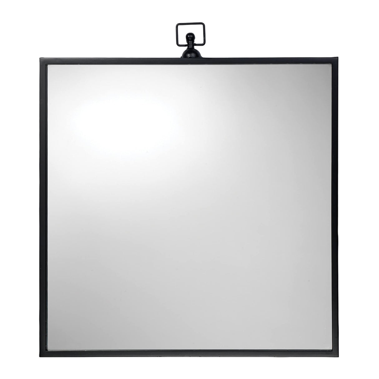 Benjara Wall Mirror with Sleek Metal Frame and Loop Hook, Black