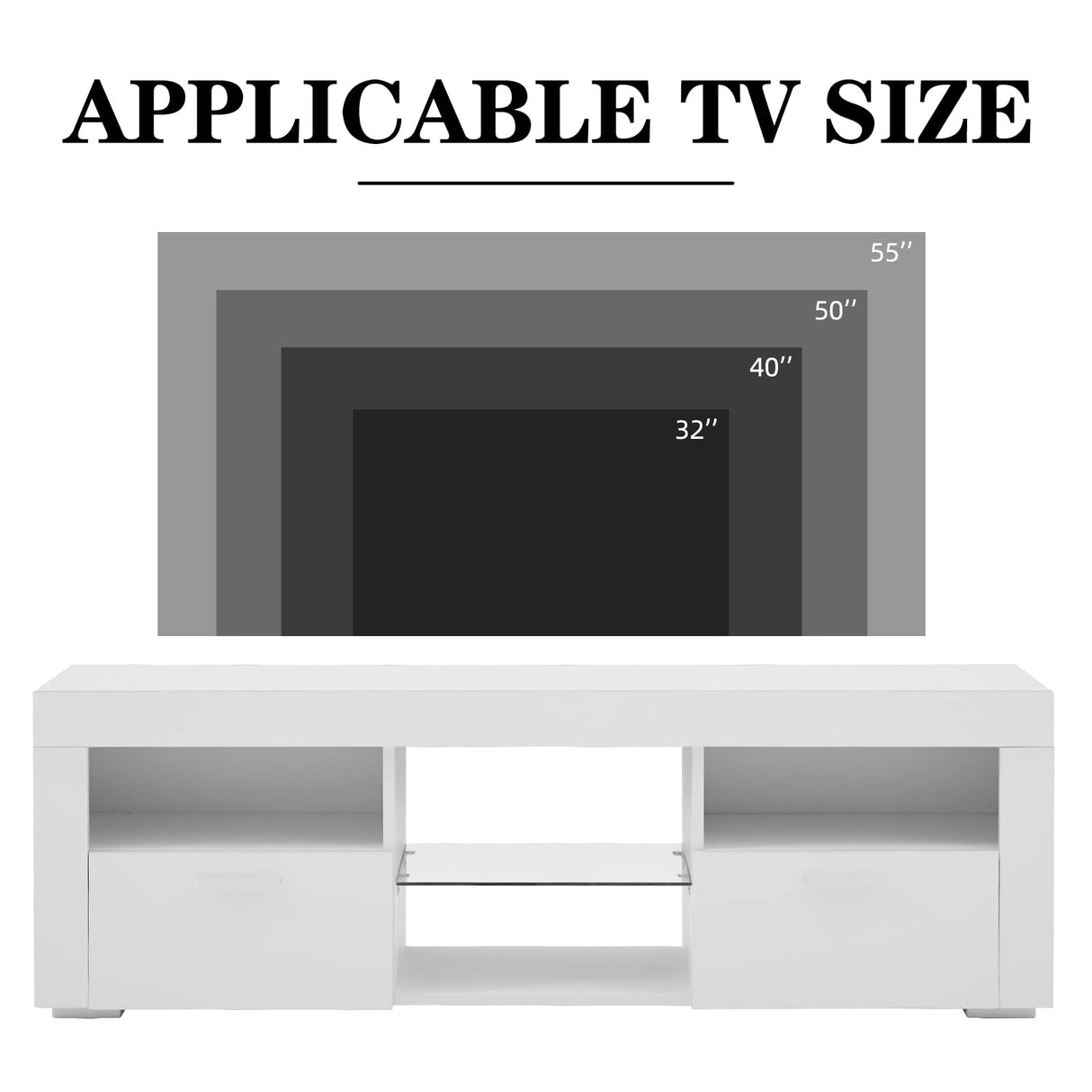 Modern White TV Stand for 32/50/55+ Inch TV, White Entertainment Center, TV Stands