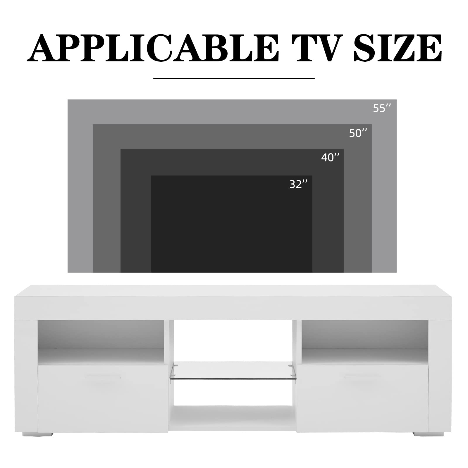 Modern White TV Stand for 32/50/55+ Inch TV, White Entertainment Center, TV Stands