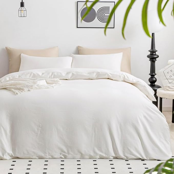 100% Washed Cotton Linen Feel Textured Comforter