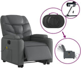 Massage Recliner Armchair in Gray Faux Leather - Power Lift, Recline, Vibration Massage