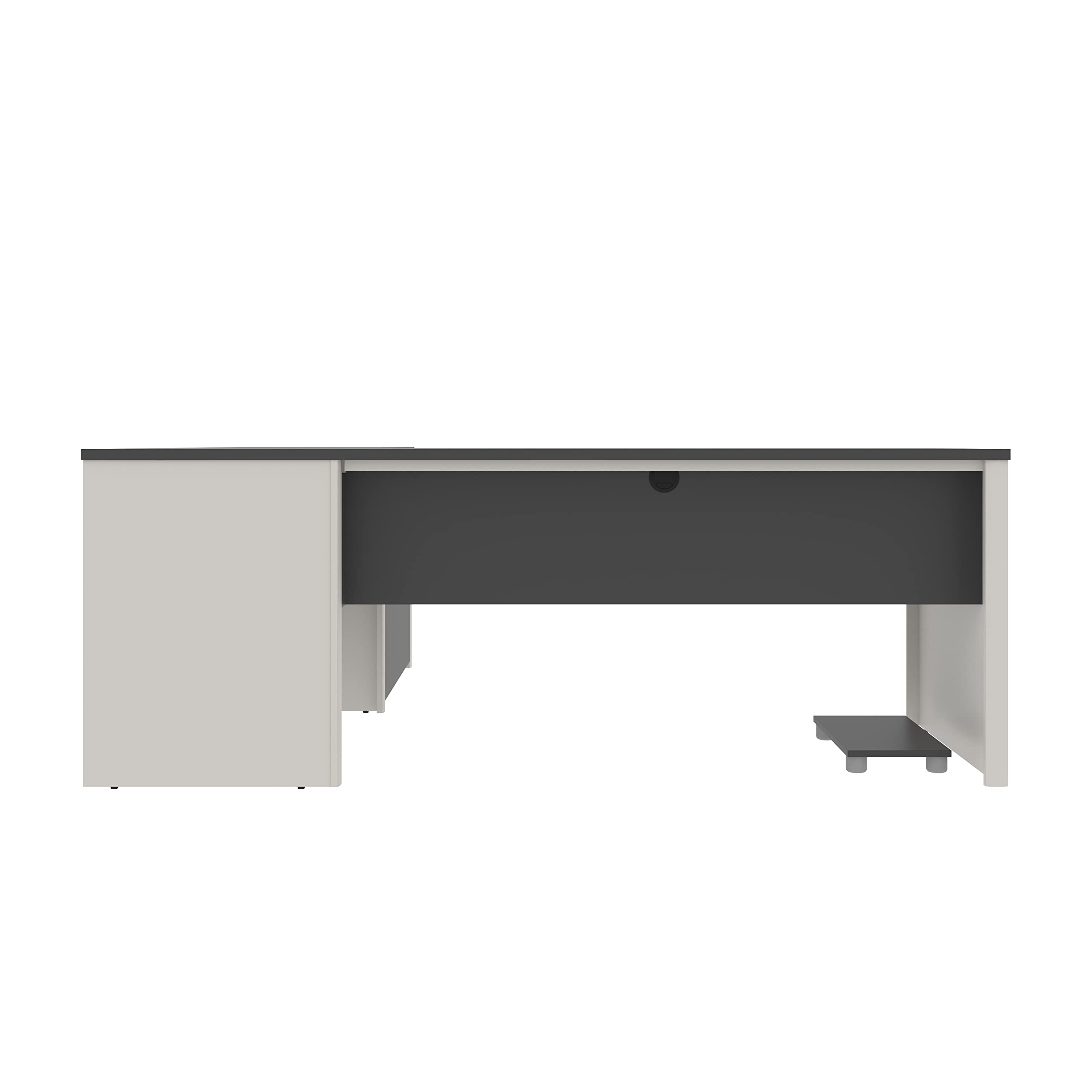 L-Shaped Desk with 1 Oversized Pedestal in Sandstone & Slate