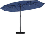 15ft Large Patio Umbrellas with Base, Outdoor Double-Sided Rectangle Market Umbrella for Pool Lawn Garden,