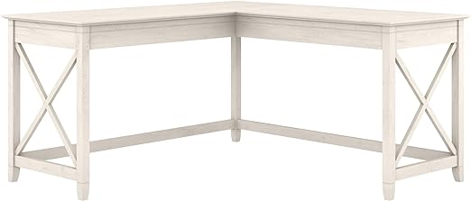 Key West L Shaped Desk, 60-inch Modern Farmhouse Writing Desk for Home Office