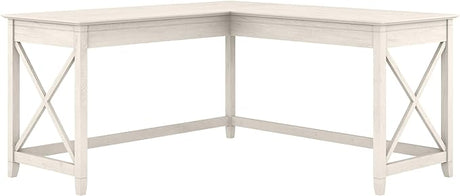 Key West L Shaped Desk, 60-inch Modern Farmhouse Writing Desk for Home Office