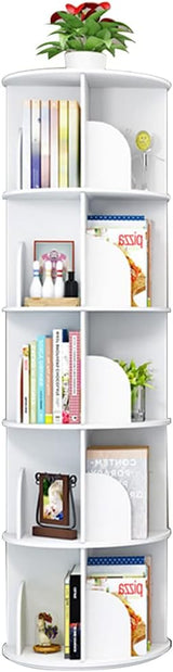 Rotatable Bookshelf White Bookcase Floor-to-Ceiling Multi-layershelves Multi-Layer White Bookshelves Office Storage Rack