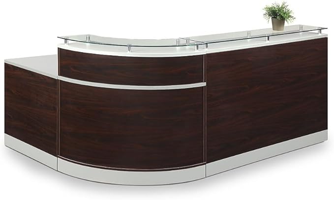 Reception Desk with Counter, Front Desk, Retail Checkout Counter, L Shaped, Office