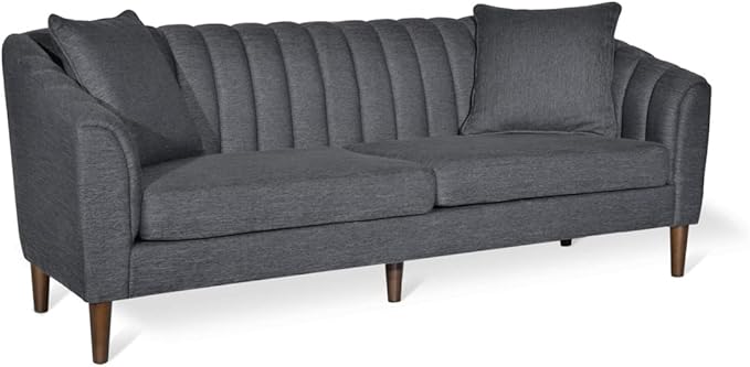 Ansonia Sofas, Charcoal + Dark Walnut