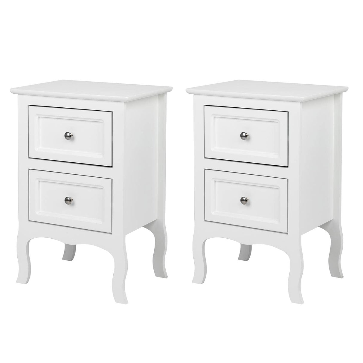 White Nightstand Set of 2. Farmhouse End Side Table Set of 2 Bedside Nightstands Chest