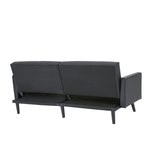 Black Futon Sofa Bed, Faux Leather Futon Couch with Armrest, Black Sofa Bed Couch