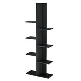 Tree Bookshelf, 7-Tier Tall Freestanding Wood Bookshelf with Anti-toppling, Modern Multipurpose Display Storage Rack Organizer Corner Shelf for Books, Photos, Black