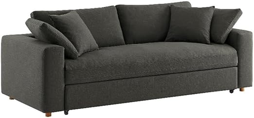 Commix Down Filled Fabric Sleeper Sofa in Pure White