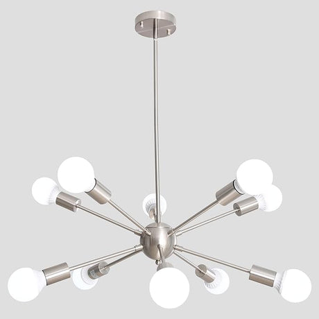 Sputnik Chandeliers 8 Light Brushed Nickel Modern Sputnik Light Fixture Industrial Sputnik