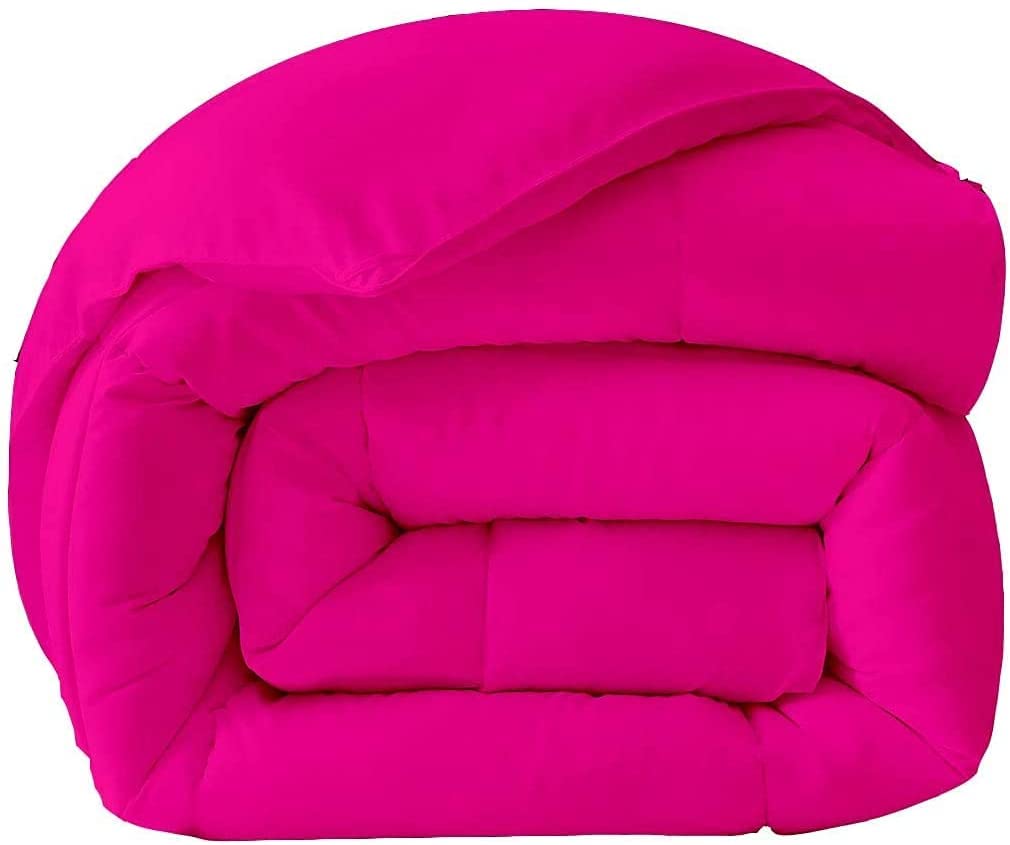 Hot Pink 1 PC Stitched Comforter-500 GSM Fill Power Premium Cotton Lightweight Palatial