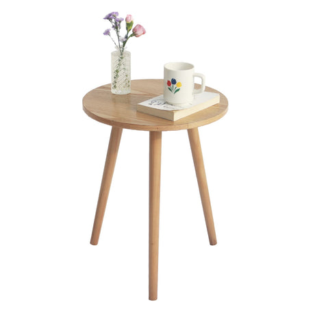 AWASEN Side Table Round, Small Accent Table Nightstand Modern End Table for Living Room Bedroom Office Small Spaces, 16''D x 19.5''H(Natural Walnut) - Bircata