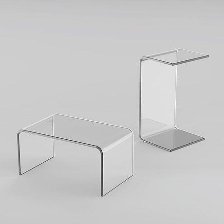 Clear Acrylic Coffee Table with Storage Shelf, 31.5" L x 15" W x 15.7'' H