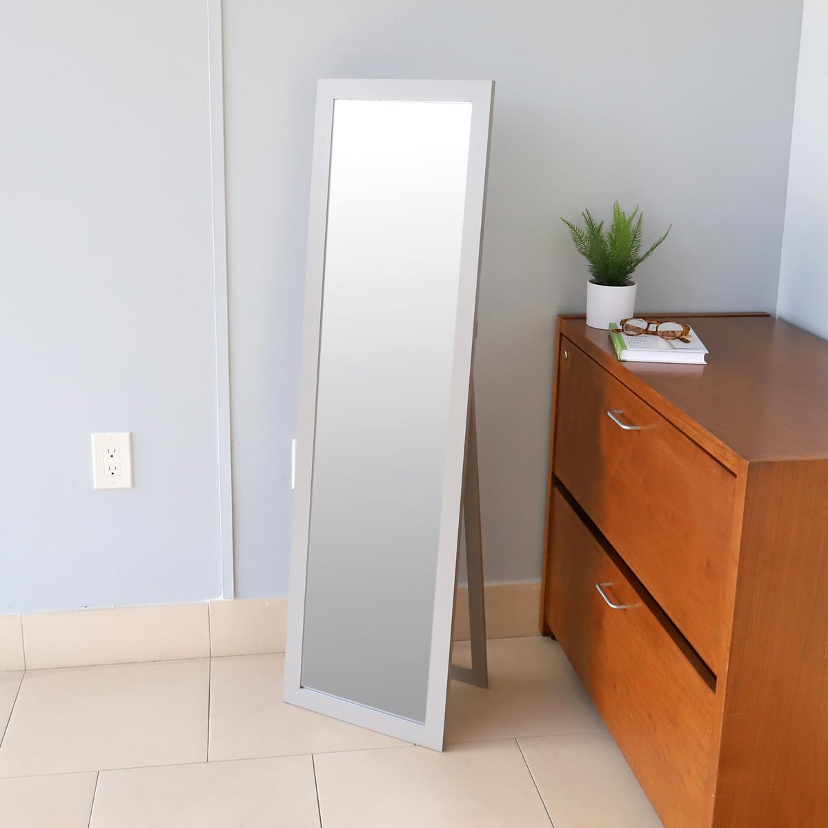 Basics DM47799 Full Length Mirror, 11" x 47", Grey