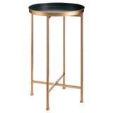Small Round Metal Waterproof End Table, Accent Indoor&Outdoor Coffee Side Table