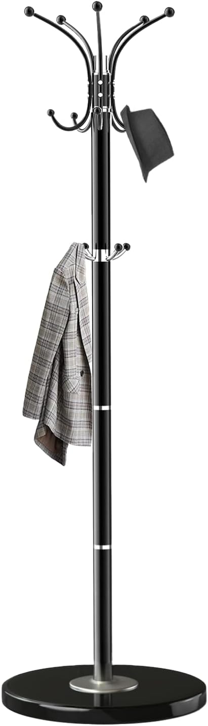 Coat Rack with Natural Marble Base, Solid Stainless Steel Coat Rack Freestanding