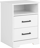 Fremont 2 Drawer Nightstand: Elegant Bedroom Furniture, Bedside Table with Open Shelf