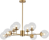 Century Modern 6-Lights Pendant Light Fixture Brushed Brass Globe